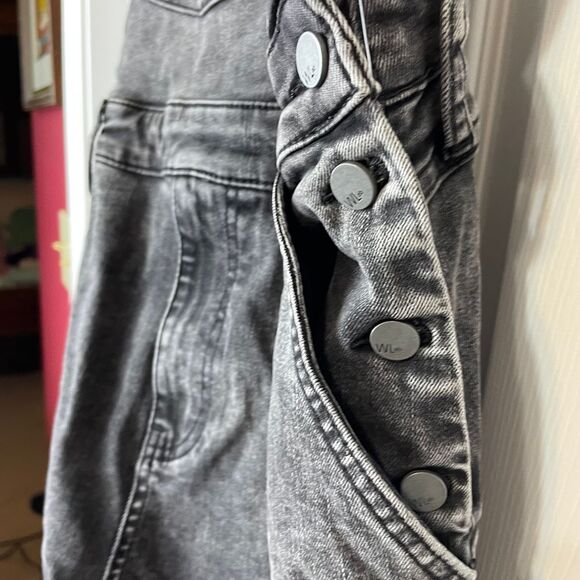 Wash Lab Storm Grey Overalls Sz‎ M NWT Wide Legs Rolled Frayed Hem WL1136J - Picture 15 of 16